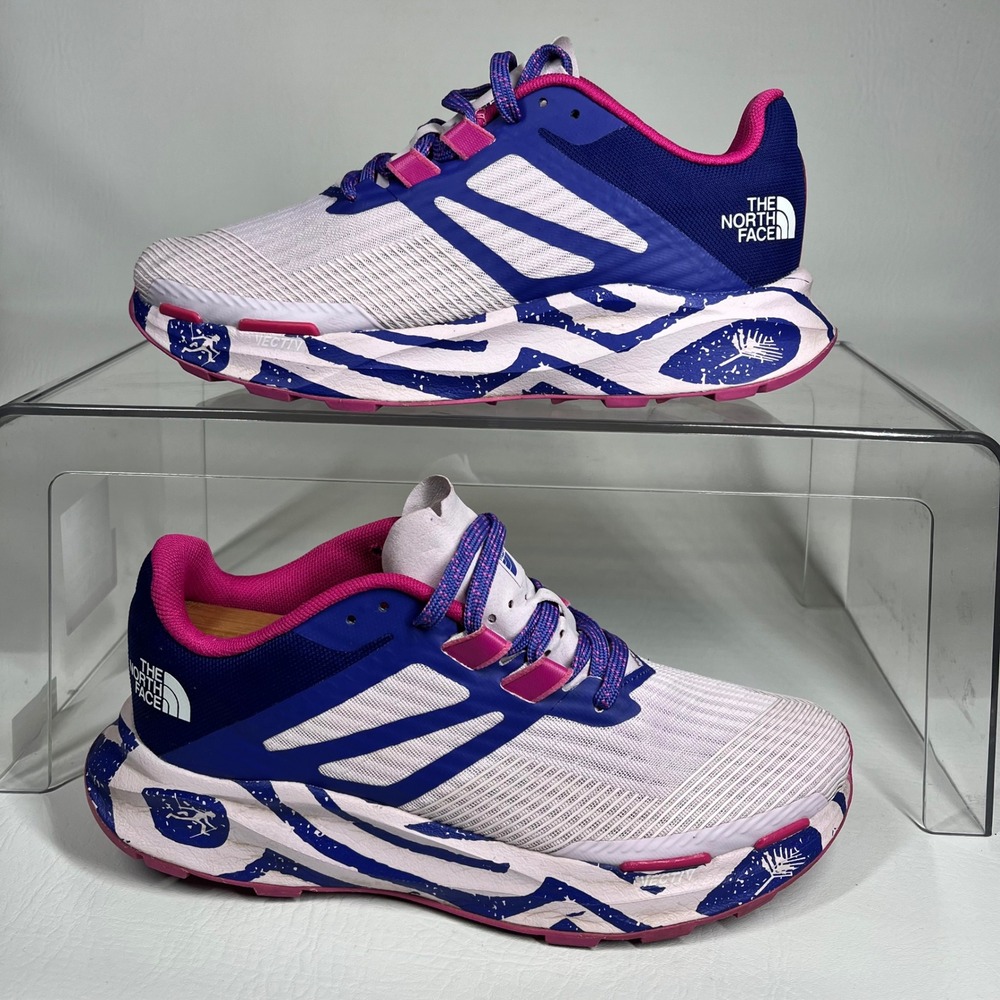 The North Face Vectiv Enduris 3 Trail Running Shoes Women 7.5 Blue White Pink